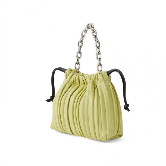 Charles Keith Pleated Covered Shoulder Bucket Bag Yellow